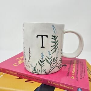 Anthropologie T Dagny Botanical Monogram Mug Floral